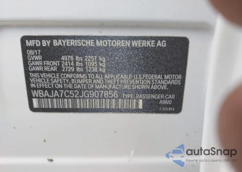 2018 BMW 530I xDrive из США, поврежденный, VIN WBAJA7C52JG907856